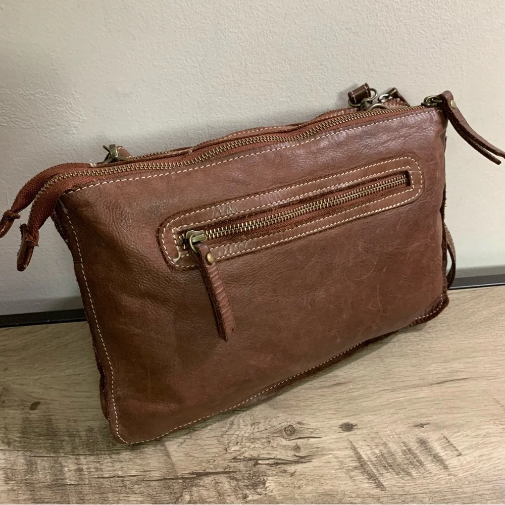 COSTANZA ROTA Brown Leather BASKET WEAVE Shoulder CROSSBODY Bag PURSE Italy - Picture 4 of 8